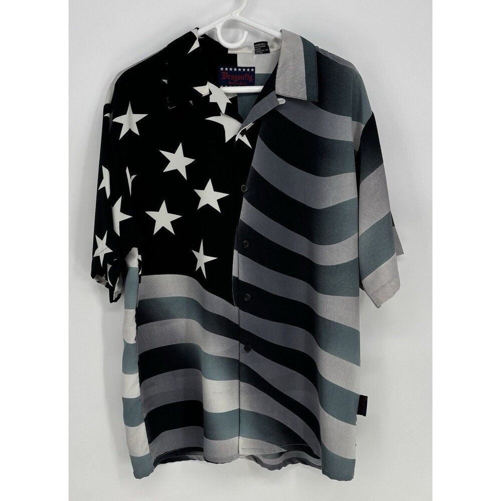 Vintage Y2K Dragonfly Patriotic Series Shirt Large USA Flag Stars Stripes NWOT
